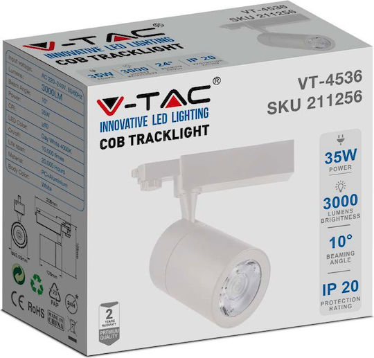 V-TAC Μονό LED Θερμό Λευκό Σποτ σε Λευκό Χρώμα
