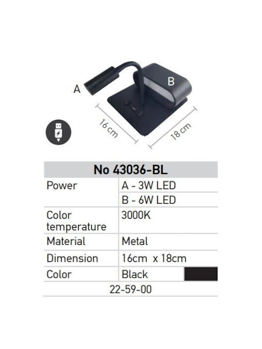 Inlight Single LED Warm White Spot in Black Color
