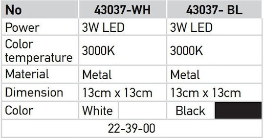 Inlight Single LED Warm White Spot in Black Color