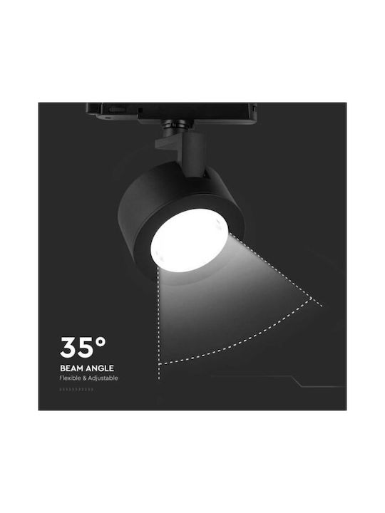 V-TAC Μονό LED Ρυθμιζόμενο Λευκό Σποτ σε Μαύρο Χρώμα