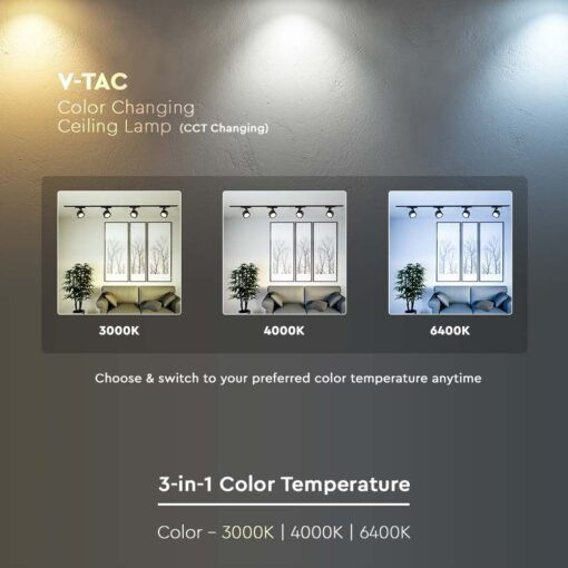 V-TAC Μονό LED Ρυθμιζόμενο Λευκό Σποτ σε Μαύρο Χρώμα