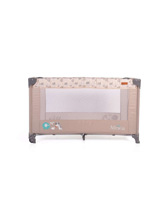 Cangaroo Africa Playpen with Mattress Africa Beige - Extra Sleeping Layer Foam With Organic Cotton Fabric 125x65cm