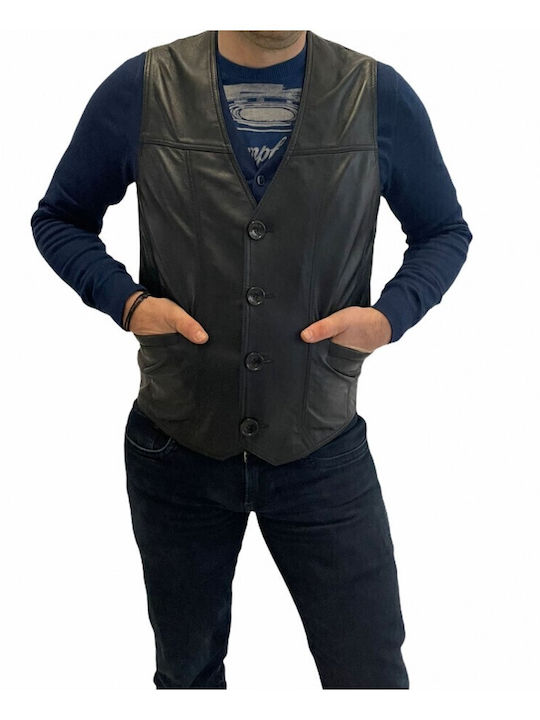 Ärmellos Lederjacke Jacke Black