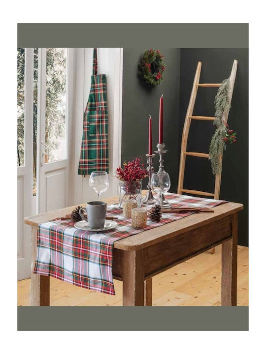 Amo La Casa Runner Βαμβακερό Καρώ 45x140 Tartan Λευκό Κόκκινο