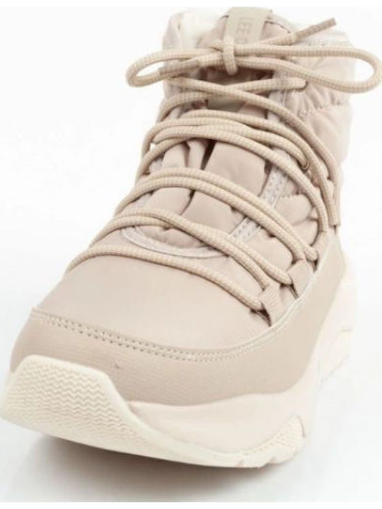 Snow Boots with Zipper & Fur Beige