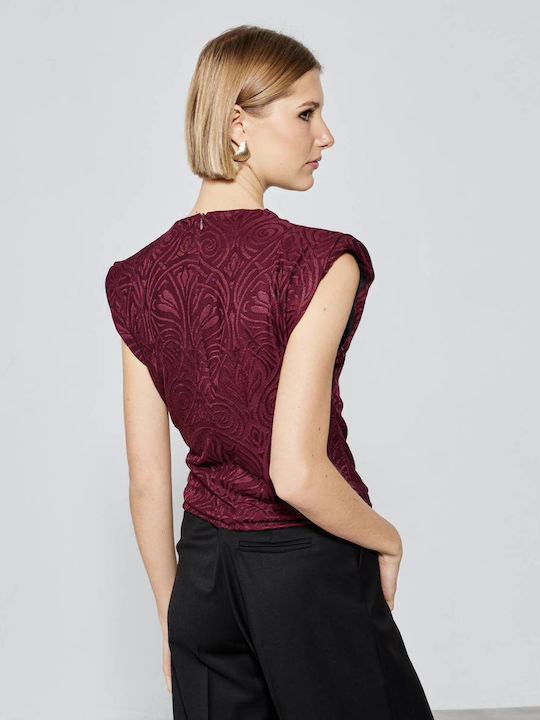 Bruză Damă Fără Mânecă Burgundy