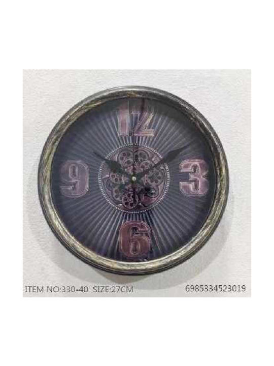 Wall Clock Plastic Brown Ø27cm