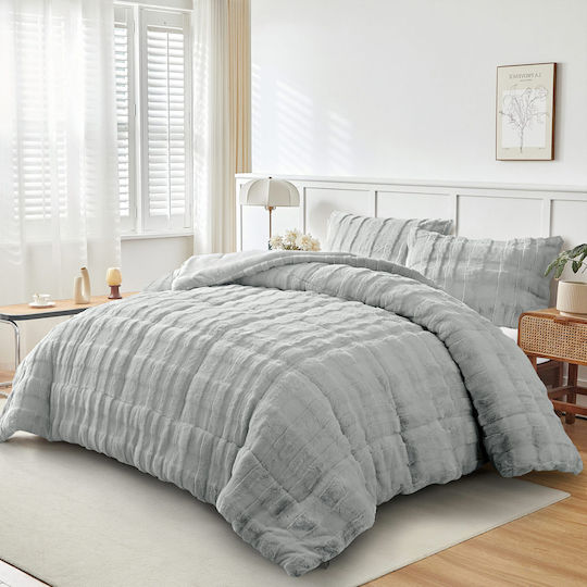 Liolios Home Комбинирано одеяло Сет с калъфки за възглавници Куинсайз 240x260бр Tokyo Сив 3бр