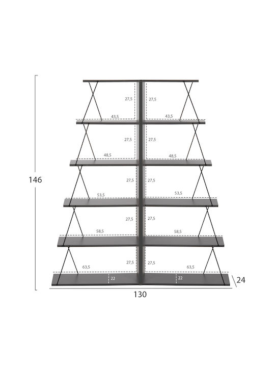 Bookcases Mini Tars Grey-black 2pcs 65x24x146cm