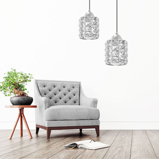 Toolight Hängelampe Silber mit Kristallen