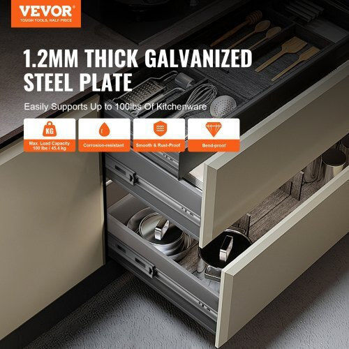Vevor Sliding Drawer Slides 508mm Silent Soft Close 100lbs Load Czcjctdg100lg511jv0