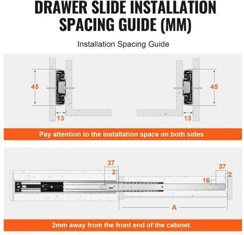 Vevor Sliding Drawer Slides 508mm Silent Soft Close 100lbs Load Czcjctdg100lg511jv0