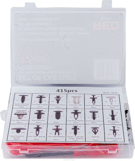Set universal de cleme pentru tapițerie 420 piese Roșu Technic Rtkst0099