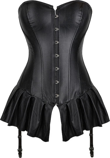 14 Pieces Plastic Bones Leather Corset Mini Dress