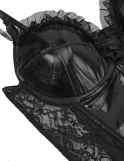 8 Pieces Plastic Bones Black Cute Lace Leather Stitching