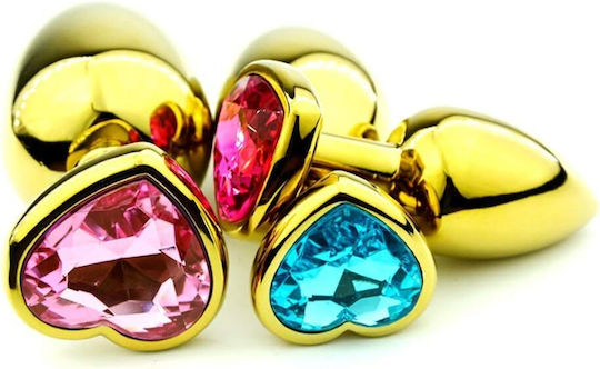 SMD Analyzer Triple Anal Plugs Set Gold / Purple Heart 3pcs