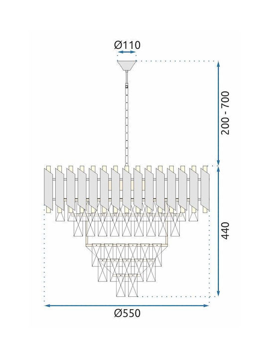 Toolight Πολυέλαιος με Κρύσταλλα OSW-04400