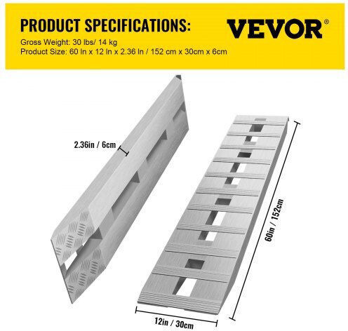 Vevor Aluminum Trailer Ramps 60'' X 12'' 6000lbs Set of 2
