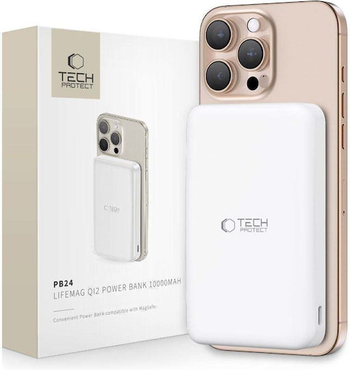 Tech-Protect PB24 Lifemag MagSafe Power Bank 10000mAh 15W with USB-A Port and USB-C Port White