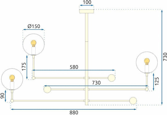 Toolight Κρεμαστό Φωτιστικό Χρυσό Μπάλα