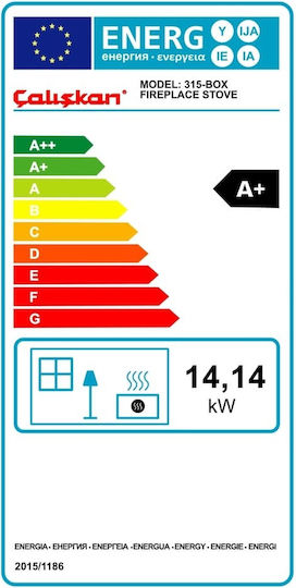 Caliskan 315 Βασική Έκδοση Μαντεμένια Ξυλόσομπα 14.14kW Μαύρη