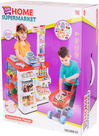 Supermarket Role Play Toy Trolley Cash Register 47 Pieces