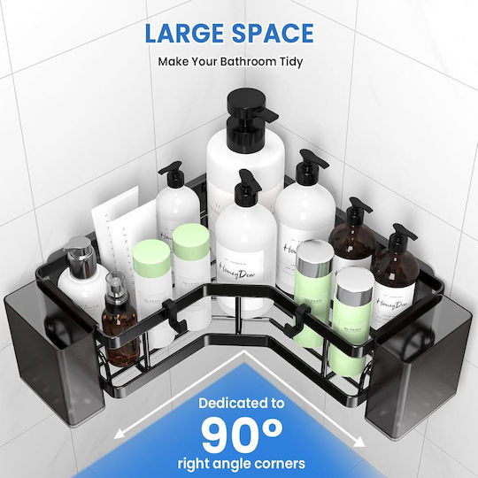 Shower Ecke An der Wand montiert Badezimmerregal Metallisch Schwarz