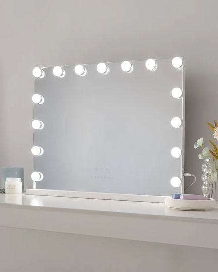 Flamingueo Makeup Mirror Wall with Light 12x12cm White