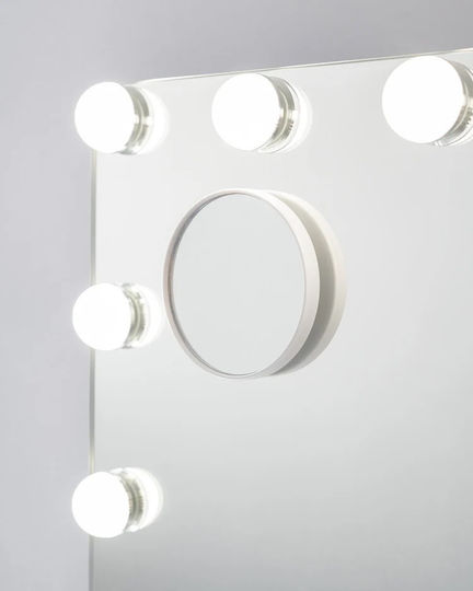 Flamingueo Makeup Mirror Wall with Light 12x12cm White