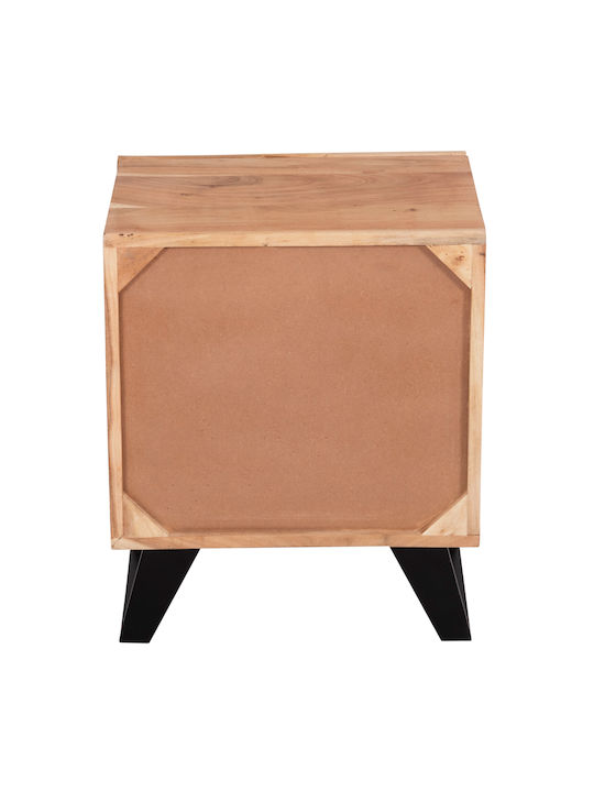 Bedside Table Alicia Wooden with Metal Legs Beige 45x35x56cm