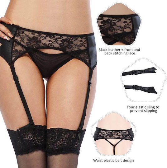 Sensual Black Lace Garter Belt String