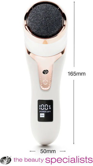 Elektrische Feile Sohlen Fersen Rio Pedi5 Vakuumfunktion 3 Austauschbare Köpfe LED-Anzeige 80 Minuten Laufzeit IPX6 USB-Ladung Weiß Gold