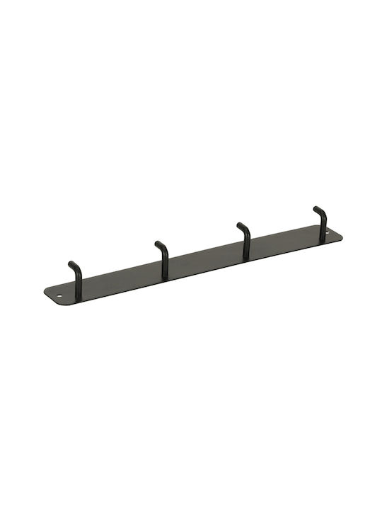 ikonka Plastic Wall Hanger 4 Hooks Black