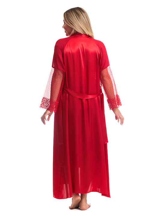 Jasmin Winter Women's Robe with Nightdress Red