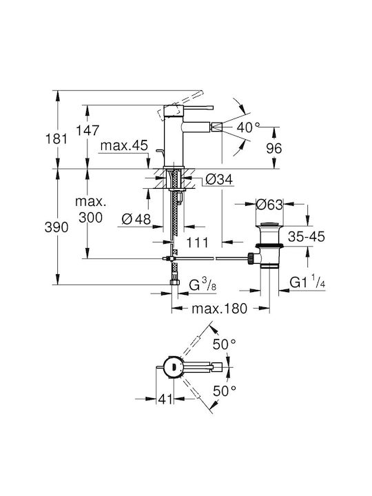 Grohe Baterie Bidet Argintiu / Argintiu / Argintiu