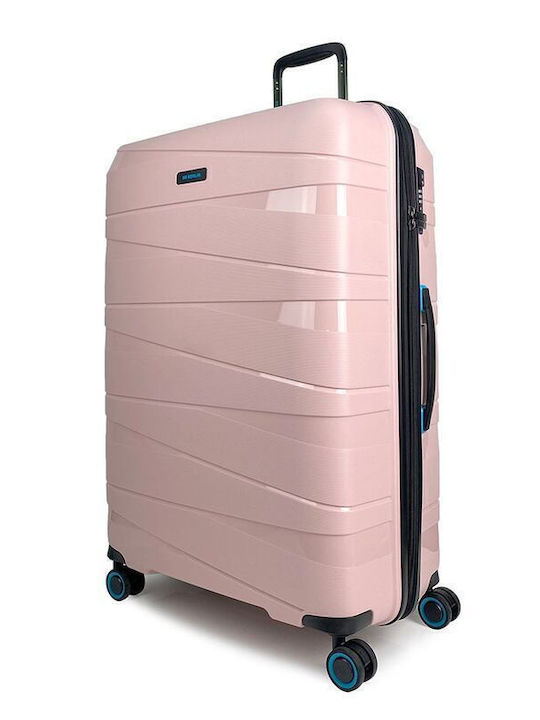 Bg Berlin Large Hard Pink Suitcase with 4 Wheels Height 76.5cm