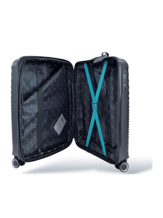 Rain Cabin Hard Blue Travel Suitcase with 4 Wheels Height 55cm