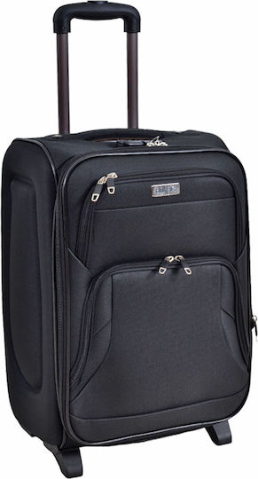 Ankor Cabin Travel Suitcase Fabric Black Velvet-Black Metal with 2 Wheels Height 50cm