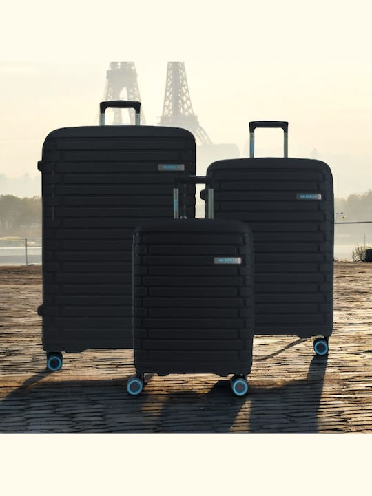 Bg Berlin Hard Travel Suitcases Black with 4 Wheels Set 3pcs