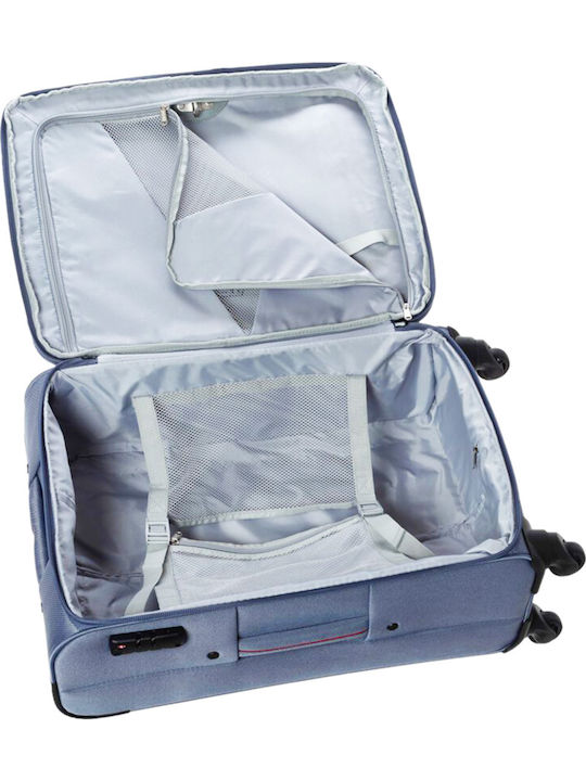 Diplomat Small The Athens Collection Cabin Fabric Blue Suitcase With 4 Wheels Height 53cm