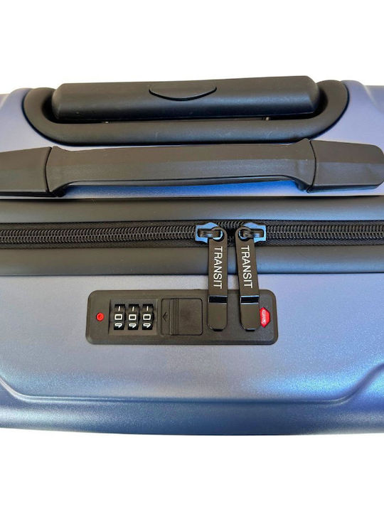 Cabin Hard Blue Travel Suitcase with 4 Wheels Height 55cm