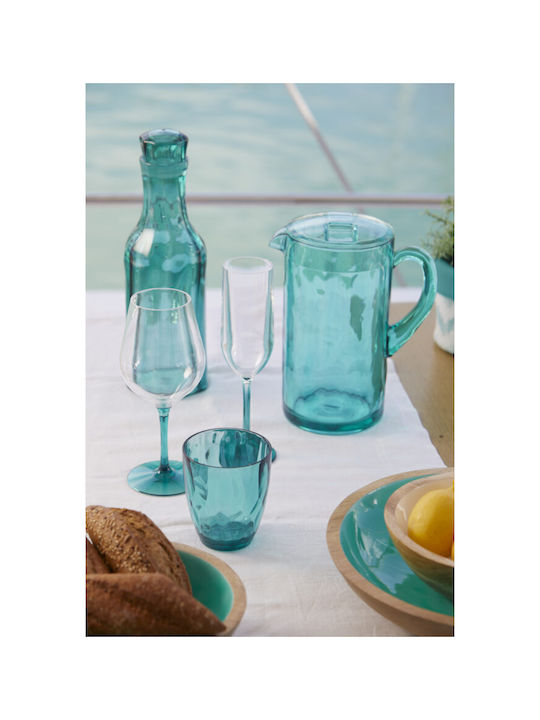 Marine Business Set of Glasses for White Wine made of Glass in Turquoise Color 6pcs