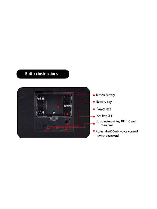 Tabletop Digital Clock with Alarm Black 909481_b