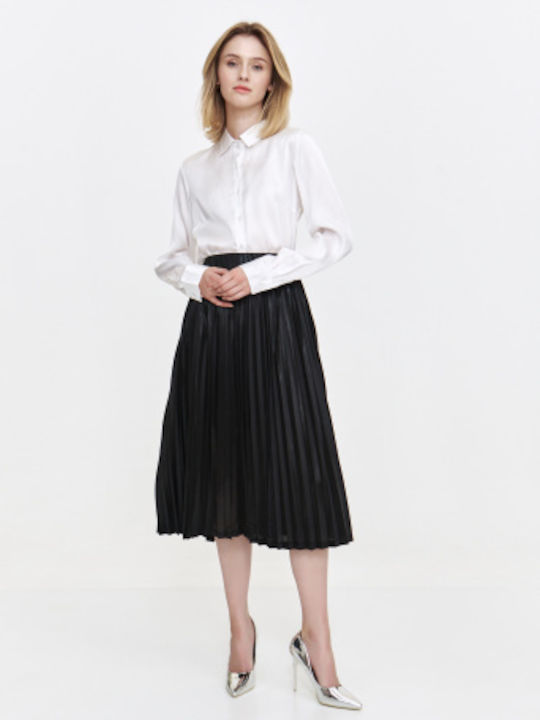 Make your image Pleated Midi Skirt in Black Color