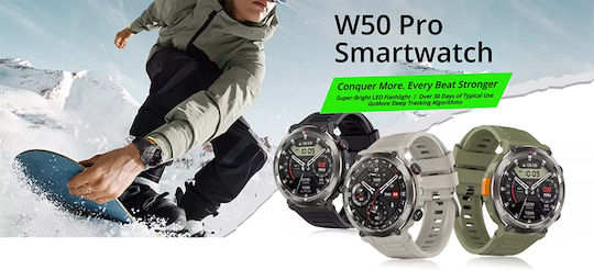 BlackView W50 Pro 56mm Waterproof Smartwatch with Heart Rate Monitor (Green)