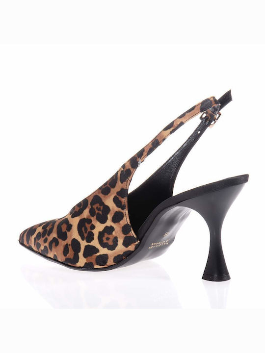 Beatris Pointed Toe Tabac Brown Heels Animal Print