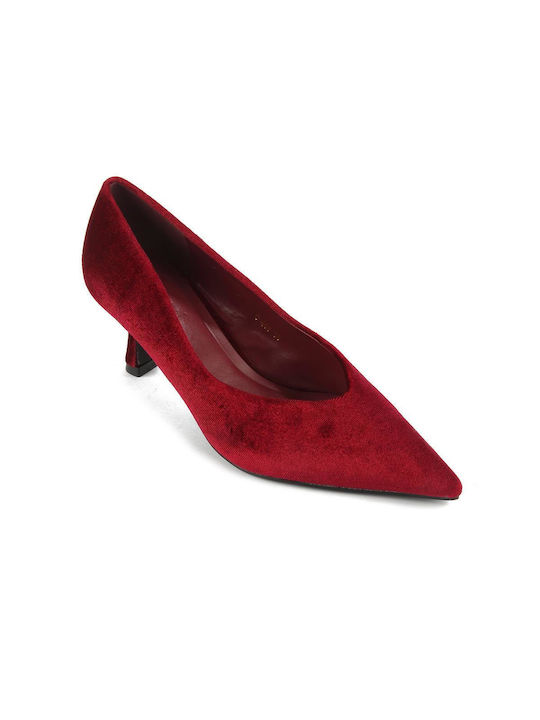 Fshoes Pointed Toe Burgundy Medium Heels