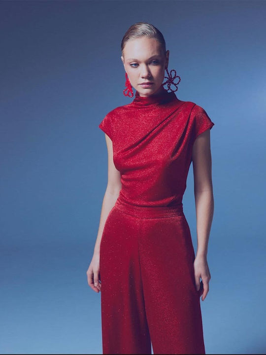 Vicollo Damen Glitzer-Body Rot 100% Polyester