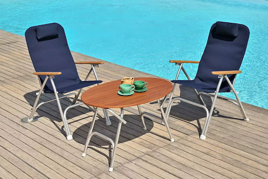 Forma Marine Klappbarer Aluminium-Teak-Ovalbootstisch 95x65x61cm M900t