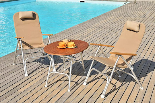 Forma Marine Klappbarer Aluminium-Teak-Ovalbootstisch 95x65x61cm M900t